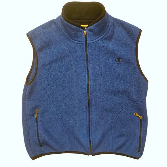 Columbia Other - Columbia Men Vest MED Blue Fleece Black Trim Zip Pockets Excellent Condition